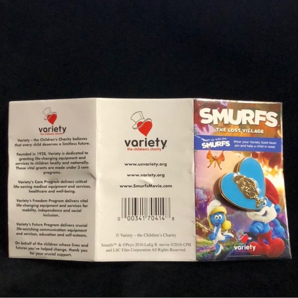 SONY Pictures Smurfs, The Lost Village Movie Collectible SMURFETTE Heart Pin New - Picture 8 of 9